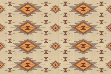 Navajo kabile vektörünün kusursuz şekli. Yerli Amerikan süsü. Etnik güney batı dekoru tarzı. Boho geometrik süs. Vektör kusursuz desen. Meksika battaniyesi, halı. Örülmüş halı illüstrasyonu.
