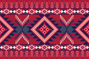 Navajo kabile vektörünün kusursuz şekli. Yerli Amerikan süsü. Etnik güney batı dekoru tarzı. Boho geometrik süs. Vektör kusursuz desen. Meksika battaniyesi, halı. Örülmüş halı illüstrasyonu.