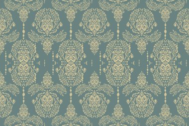 Ikat kabilesinin kusursuz deseni. Etnik Aztek kumaşlı halı mandala süsü yerli Boho sembolü tekstil. Geometrik Afro-Amerikan doğulu geleneksel vektör çizimleri. Nakış stili.