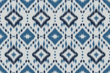 Ikat damaske kabile Hint kusursuz desen. Etnik Aztek kumaşlı halı mandala süsü yerli boho sembolü tekstili. Geometrik Afro-Amerikan doğulu geleneksel vektör çizimleri.