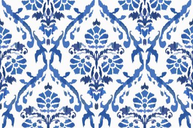 Ikat kabilesinin kusursuz deseni. Etnik Aztek kumaşlı halı mandala süsü yerli Boho sembolü tekstil. Geometrik Afro-Amerikan doğulu geleneksel vektör çizimleri. Nakış stili.