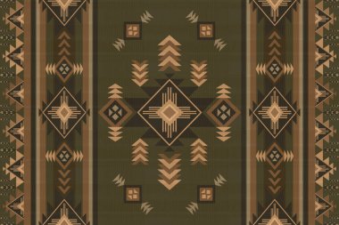 Navajo kabile vektörünün kusursuz şekli. Yerli Amerikan süsü. Etnik güney batı dekoru tarzı. Boho geometrik süs. Vektör kusursuz desen. Meksika battaniyesi, halı. Örülmüş halı illüstrasyonu.