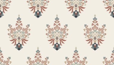 Ikat kabilesinin kusursuz deseni. Etnik Aztek kumaşlı halı mandala süsü yerli Boho sembolü tekstil. Geometrik Afro-Amerikan doğulu geleneksel vektör çizimleri. Nakış stili.
