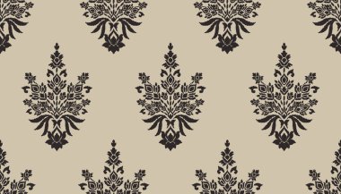 Ikat kabilesinin kusursuz deseni. Etnik Aztek kumaşlı halı mandala süsü yerli Boho sembolü tekstil. Geometrik Afro-Amerikan doğulu geleneksel vektör çizimleri. Nakış stili.