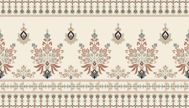 Ikat kabilesinin kusursuz deseni. Etnik Aztek kumaşlı halı mandala süsü yerli Boho sembolü tekstil. Geometrik Afro-Amerikan doğulu geleneksel vektör çizimleri. Nakış stili.