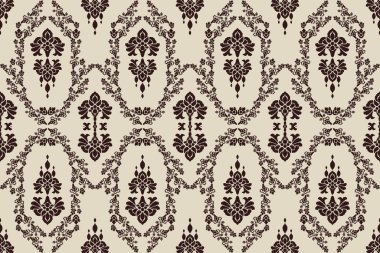 Ikat kabilesinin kusursuz deseni. Etnik Aztek kumaşlı halı mandala süsü yerli Boho sembolü tekstil. Geometrik Afro-Amerikan doğulu geleneksel vektör çizimleri. Nakış stili.