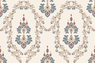 Ikat kabilesinin kusursuz deseni. Etnik Aztek kumaşlı halı mandala süsü yerli Boho sembolü tekstil. Geometrik Afro-Amerikan doğulu geleneksel vektör çizimleri. Nakış stili.