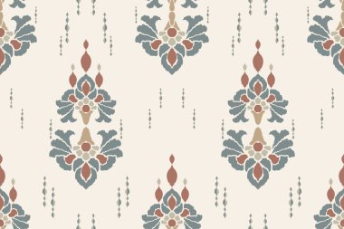 Ikat kabilesinin kusursuz deseni. Etnik Aztek kumaşlı halı mandala süsü yerli Boho sembolü tekstil. Geometrik Afro-Amerikan doğulu geleneksel vektör çizimleri. Nakış stili.