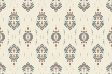 Ikat kabilesinin kusursuz deseni. Etnik Aztek kumaşlı halı mandala süsü yerli Boho sembolü tekstil. Geometrik Afro-Amerikan doğulu geleneksel vektör çizimleri. Nakış stili.