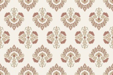 Ikat kabilesinin kusursuz deseni. Etnik Aztek kumaşlı halı mandala süsü yerli Boho sembolü tekstil. Geometrik Afro-Amerikan doğulu geleneksel vektör çizimleri. Nakış stili.