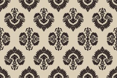 Ikat kabilesinin kusursuz deseni. Etnik Aztek kumaşlı halı mandala süsü yerli Boho sembolü tekstil. Geometrik Afro-Amerikan doğulu geleneksel vektör çizimleri. Nakış stili.