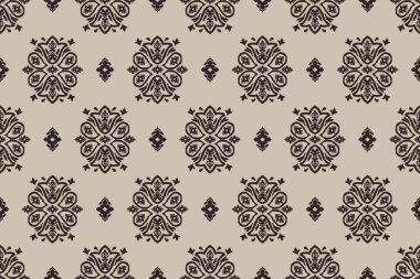 Ikat kabilesinin kusursuz deseni. Etnik Aztek kumaşlı halı mandala süsü yerli Boho sembolü tekstil. Geometrik Afro-Amerikan doğulu geleneksel vektör çizimleri. Nakış stili.