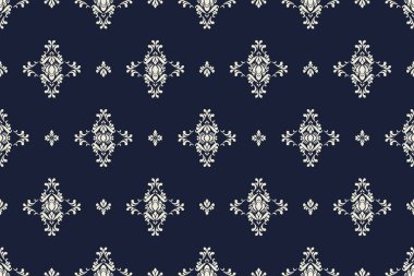 Ikat kabilesinin kusursuz deseni. Etnik Aztek kumaşlı halı mandala süsü yerli Boho sembolü tekstil. Geometrik Afro-Amerikan doğulu geleneksel vektör çizimleri. Nakış stili.