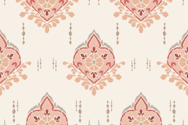 Ikat kabilesinin kusursuz deseni. Etnik Aztek kumaşlı halı mandala süsü yerli Boho sembolü tekstil. Geometrik Afro-Amerikan doğulu geleneksel vektör çizimleri. Nakış stili.