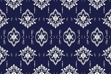 Ikat kabilesinin kusursuz deseni. Etnik Aztek kumaşlı halı mandala süsü yerli Boho sembolü tekstil. Geometrik Afro-Amerikan doğulu geleneksel vektör çizimleri. Nakış stili.