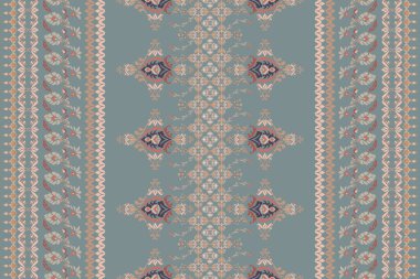 Ikat kabilesinin kusursuz deseni. Etnik Aztek kumaşlı halı mandala süsü yerli Boho sembolü tekstil. Geometrik Afro-Amerikan doğulu geleneksel vektör çizimleri. Nakış stili.