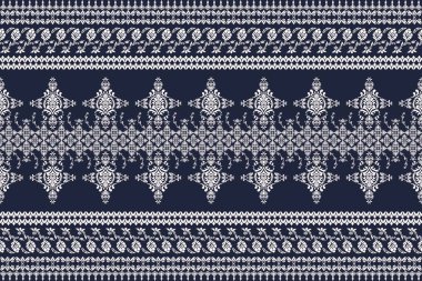 Ikat kabilesinin kusursuz deseni. Etnik Aztek kumaşlı halı mandala süsü yerli Boho sembolü tekstil. Geometrik Afro-Amerikan doğulu geleneksel vektör çizimleri. Nakış stili.