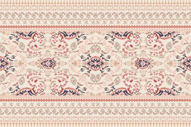 Ikat kabilesinin kusursuz deseni. Etnik Aztek kumaşlı halı mandala süsü yerli Boho sembolü tekstil. Geometrik Afro-Amerikan doğulu geleneksel vektör çizimleri. Nakış stili.