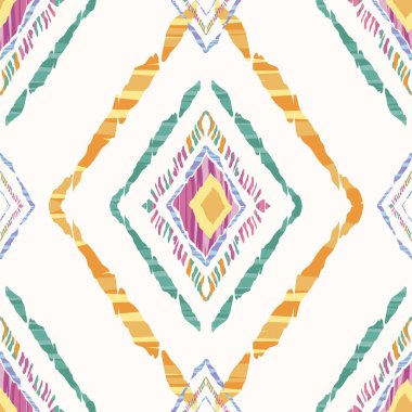 Motif Afrika etnik el yapımı güzel Ikat sanatı. Afrika Ikat etnik kabilesi, boho renksiz duvar kağıdı. Etnik tropikal desenlerde hayvan baskısı. Afrika boho desenli çiçek desenli Ikat motifleri..