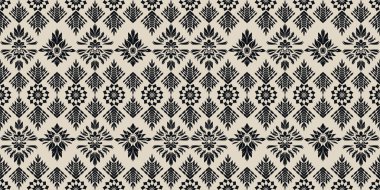 Motif Afrika etnik el yapımı güzel Ikat sanatı. Afrika Ikat etnik kabilesi, boho renksiz duvar kağıdı. Etnik tropikal desenlerde hayvan baskısı. Afrika boho desenli çiçek desenli Ikat motifleri..