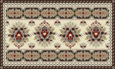 Klasik Arap deseni. İran halısı. Fas tarzı halı ve halı katmanı. Kumaş tasarımı, el yapımı, iç dekorasyon, kilim, tapis, yoga minderi, tekstil.