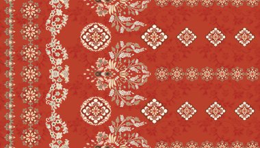 Afrika boho desenli desenli desenli Ikat desenli işlemeli motifler. Etnik faks çiçekli Hint deseni Ikat desenli Etnik desen. Sınır Hindistanı çiçekli Aztek nakış desenleri..