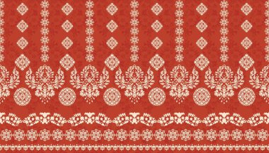 Afrika boho desenli desenli desenli Ikat desenli işlemeli motifler. Etnik faks çiçekli Hint deseni Ikat desenli Etnik desen. Sınır Hindistanı çiçekli Aztek nakış desenleri..