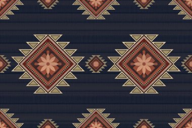 Navajo kabile vektörünün kusursuz şekli. Yerli Amerikan süsü. Etnik güney batı dekoru tarzı. Boho geometrik süs. Vektör kusursuz desen. Meksika battaniyesi, halı. Örülmüş halı illüstrasyonu.
