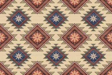 Navajo kabile vektörünün kusursuz şekli. Yerli Amerikan süsü. Etnik güney batı dekoru tarzı. Boho geometrik süs. Vektör kusursuz desen. Meksika battaniyesi, halı. Örülmüş halı illüstrasyonu.