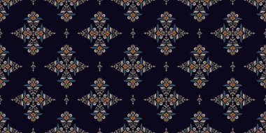 Afrika boho desenli desenli desenli Ikat desenli işlemeli motifler. Etnik faks çiçekli Hint deseni Ikat desenli Etnik desen. Sınır Hindistanı çiçekli Aztek nakış desenleri..