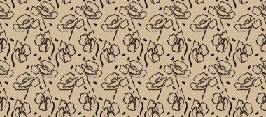 El çizimi çiçekler, kumaş, tekstil, giysi, ambalaj kağıdı, kapak, afiş, iç dekorasyon, soyut arka planlar için çiçekli desenler..