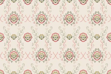 Afrika boho desenli desenli desenli Ikat desenli işlemeli motifler. Etnik faks çiçekli Hint deseni Ikat desenli Etnik desen. Sınır Hindistanı çiçekli Aztek nakış desenleri..