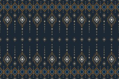 Geometrik etnik kalıp geleneksel arka plan, halı, duvar kağıdı, giysi, ambalaj, Batik, kumaş, Vektör illüstrasyon nakış tarzı.