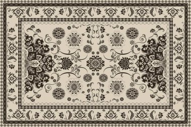 Klasik Arap deseni. İran halısı. Kumaş tasarımı, el yapımı, iç dekorasyon ve tekstil için zengin süs. Geometrik süslemeli İran halısının soyut tasarımı. Fas tarzı arka plan..