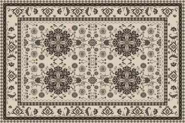 Klasik Arap deseni. İran halısı. Kumaş tasarımı, el yapımı, iç dekorasyon ve tekstil için zengin süs. Geometrik süslemeli İran halısının soyut tasarımı. Fas tarzı arka plan..