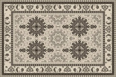 Klasik Arap deseni. İran halısı. Kumaş tasarımı, el yapımı, iç dekorasyon ve tekstil için zengin süs. Geometrik süslemeli İran halısının soyut tasarımı. Fas tarzı arka plan..