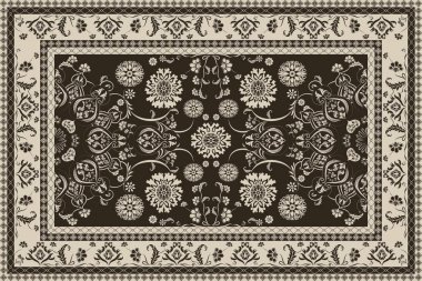 Klasik Arap deseni. İran halısı. Kumaş tasarımı, el yapımı, iç dekorasyon ve tekstil için zengin süs. Geometrik süslemeli İran halısının soyut tasarımı. Fas tarzı arka plan..