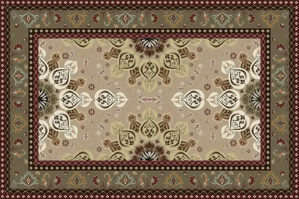 Klasik Arap deseni. İran halısı. Kumaş tasarımı, el yapımı, iç dekorasyon ve tekstil için zengin süs. Geometrik süslemeli İran halısının soyut tasarımı. Fas tarzı arka plan..