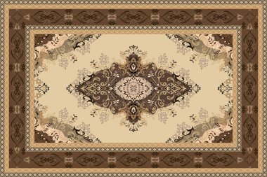 Klasik Arap deseni. İran halısı. Kumaş tasarımı, el yapımı, iç dekorasyon ve tekstil için zengin süs. Geometrik süslemeli İran halısının soyut tasarımı. Fas tarzı arka plan..