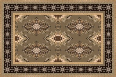 Klasik Arap deseni. İran halısı. Kumaş tasarımı, el yapımı, iç dekorasyon ve tekstil için zengin süs. Geometrik süslemeli İran halısının soyut tasarımı. Fas tarzı arka plan..