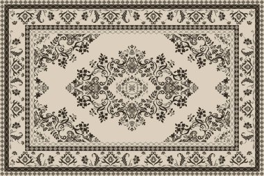 Klasik Arap deseni. İran halısı. Kumaş tasarımı, el yapımı, iç dekorasyon ve tekstil için zengin süs. Geometrik süslemeli İran halısının soyut tasarımı. Fas tarzı arka plan..