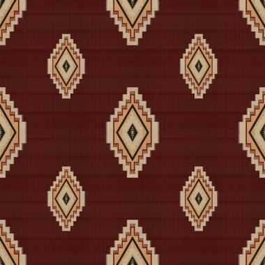Navajo kabile vektörünün kusursuz şekli. Yerli Amerikan süsü. Etnik güney batı dekoru tarzı. Boho geometrik süs. Vektör kusursuz desen. Meksika battaniyesi, halı. Örülmüş halı illüstrasyonu.