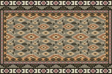 Başlık: Navajo kabile vektörünün pürüzsüz şekli. Yerli Amerikan süsü. Etnik güney batı dekoru tarzı. Boho geometrik süs. Vektör kusursuz desen. Meksika battaniyesi, halı. Örülmüş halı illüstrasyonu.