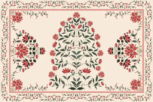 Klasik Arap deseni. İran halısı. Kumaş tasarımı, el yapımı, iç dekorasyon ve tekstil için zengin süs. Geometrik süslemeli İran halısının soyut tasarımı. Fas tarzı arka plan..