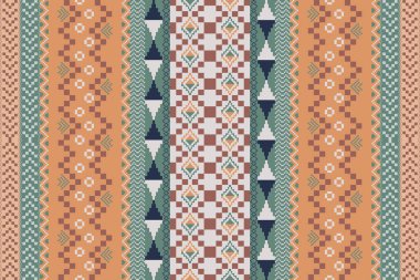 Navajo kabile vektörünün kusursuz şekli. Yerli Amerikan süsü. Etnik güney batı dekoru tarzı. Boho geometrik süs. Vektör kusursuz desen. Meksika battaniyesi, halı. Örülmüş halı illüstrasyonu