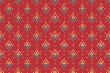 Navajo kabile vektörünün kusursuz şekli. Yerli Amerikan süsü. Etnik güney batı dekoru tarzı. Boho geometrik süs. Vektör kusursuz desen. Meksika battaniyesi, halı. Örülmüş halı illüstrasyonu