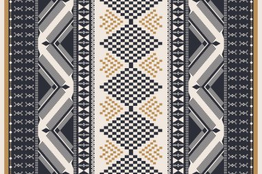 Navajo kabile vektörünün kusursuz şekli. Yerli Amerikan süsü. Etnik güney batı dekoru tarzı. Boho geometrik süs. Vektör kusursuz desen. Meksika battaniyesi, halı. Örülmüş halı illüstrasyonu