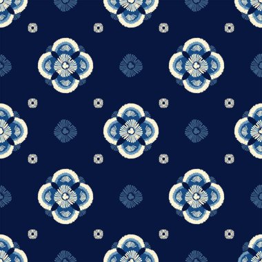 Motifler Afrika boho shibori Ikat desenli nakış sınırı. Etnik ikat çiçekli Shibori desenli Ikat deseni. Sınır Hindistan çiçekli Aztek nakış desenleri. Kusursuz sınır desenleri..