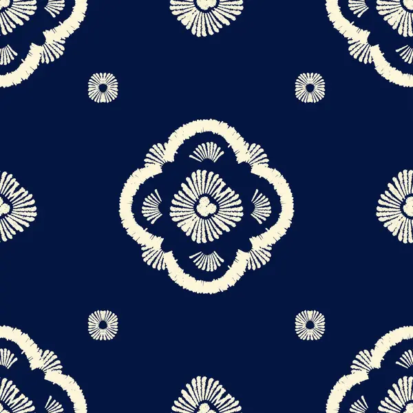 Motifler Afrika boho shibori Ikat desenli nakış sınırı. Etnik ikat çiçekli Shibori desenli Ikat deseni. Sınır Hindistan çiçekli Aztek nakış desenleri. Kusursuz sınır desenleri..