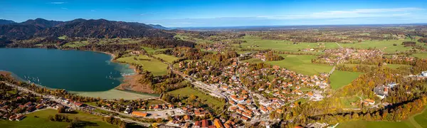 Tegernsee Εναέρια Φθινόπωρο Φθινόπωρο Drone Πανόραμα Βαυαρικές Άλπεις Υψηλής Ποιότητας — Φωτογραφία Αρχείου